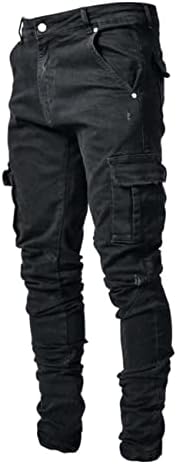 HUNGSON Mens Dynamic Slim Fit distressed skinny jeans