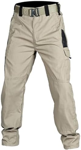 WENKOMG1 Tactical Pants for Men - Rip-Stop Waterproof Multi-Pockets Multi-Functional