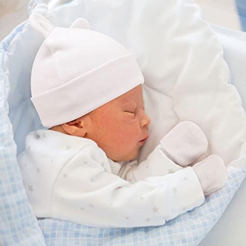 DRESHOW BQUBO Baby Bear Ears Set - Hospital Baby Hats Mittens