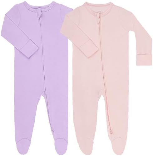 GuineaBabby Footed Long Sleeve Baby Pajamas with Zipper