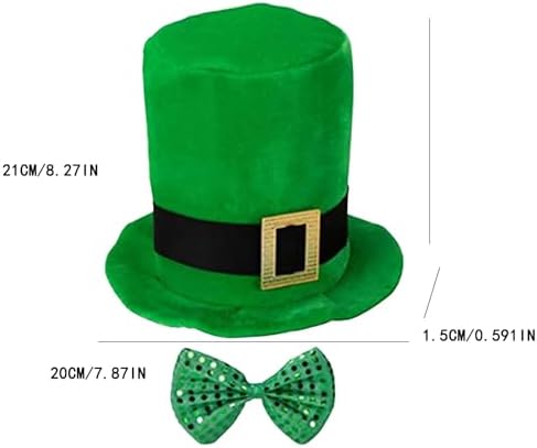 St Patricks Day Green shamrock hat with tie for Women Men