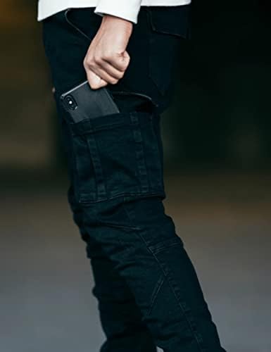 HUNGSON Mens Dynamic Slim Fit distressed skinny jeans