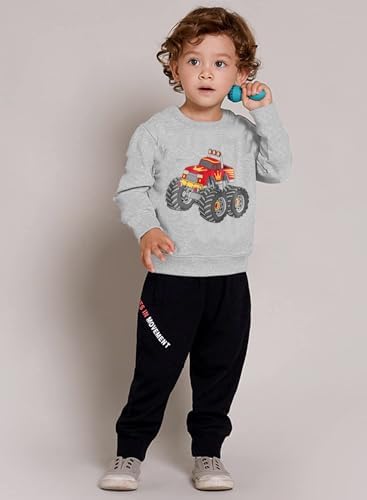 Popshion Boys Crewneck sweatshirt dinosaur truck design