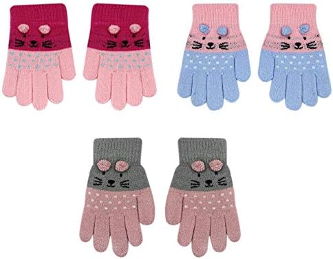 Perfect Kids Warm Gloves Cute Cat Design Safe for 0-15 Yearsold