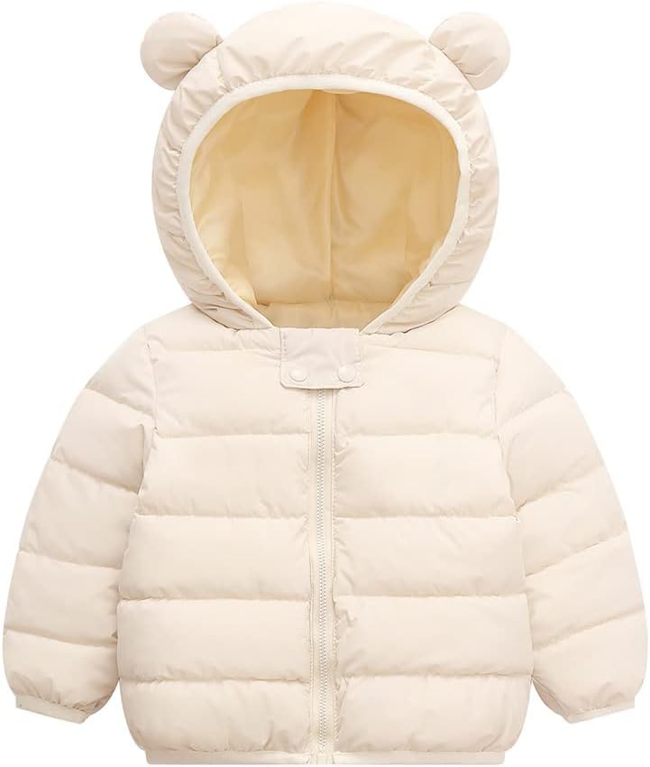 Warm Puffer Coats for Kids Winter Bear Hoods