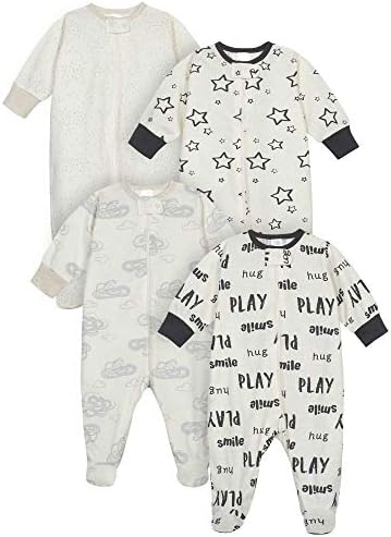 Onesies Brand Sleep N Play Footies Unisex-Baby 4-Pack