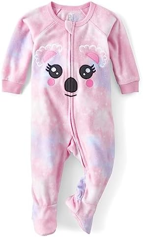 The Childrens Place Baby Girls Fleece Zip Front Footed Pajama
