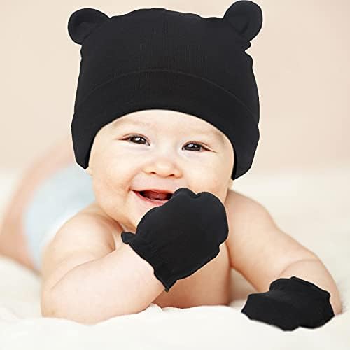 4 Piece Newborn Baby Hat and Mittens Set 0-6 Months