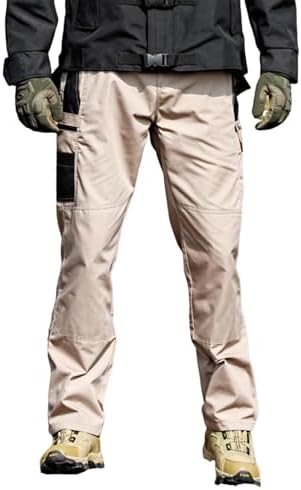 WENKOMG1 Tactical Pants for Men - Rip-Stop Waterproof Multi-Pockets Multi-Functional