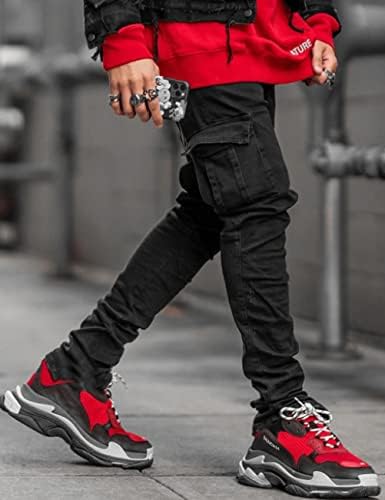 HUNGSON Mens Dynamic Slim Fit distressed skinny jeans