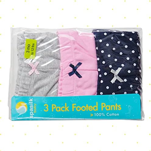 3-Pack Soft Cotton Footed Pants