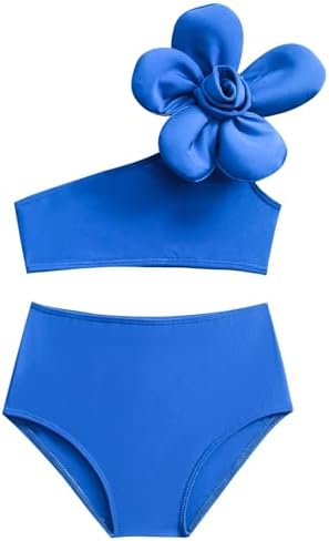 Banmave Toddler Girl One-Piece Swimsuit with Ruffles and Hat