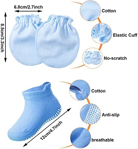 4 Piece Newborn Baby Hat and Mittens Set 0-6 Months