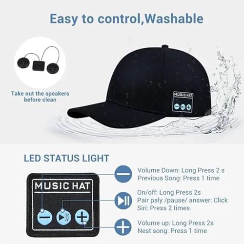 Generic Amber Wireless Bluetooth Speaker Baseball Cap for Outdoor Sports