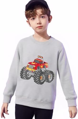 Popshion Boys Crewneck sweatshirt dinosaur truck design