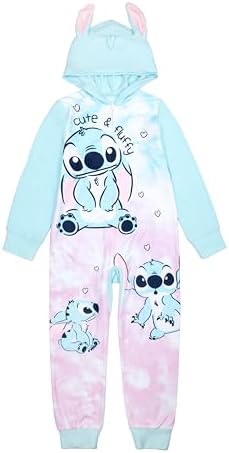 Disney Lilo Stitch Girls One-Piece Hooded Union Suit Onesie