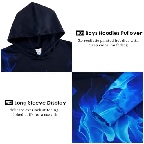 TUONROAD Boys Girls Hoodies 3D Printed Kids Lightweight Pullover sweatshirt