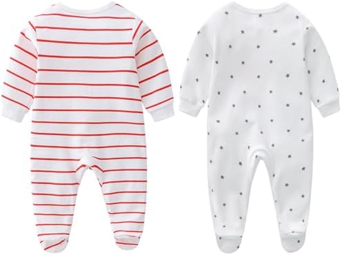 AOMOMO 2-Pack Baby Footies Newborn Romper
