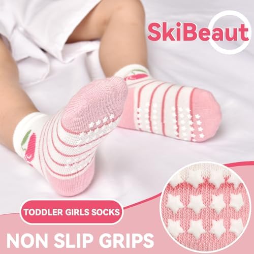 SkiBeaut Baby Girl Socks - Non-Slip Ankle Socks for Toddlers