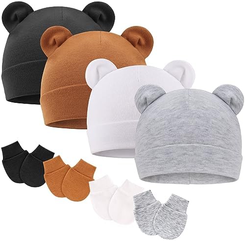 DRESHOW BQUBO Baby Bear Ears Set - Hospital Baby Hats Mittens