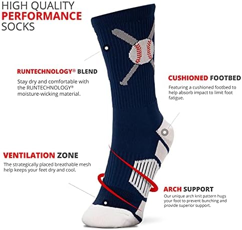 Baseball Socks with Crossed Bats Youth Adult