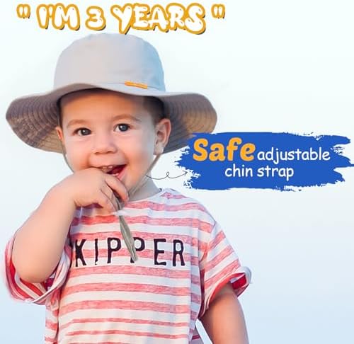 HONGTEYA Baby Sun Hat UPF 50 Toddler Bucket Hat with Adjustable Brim
