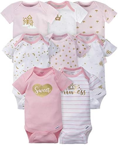 8-Pack Gerber Short Sleeve Onesies for Baby Girls