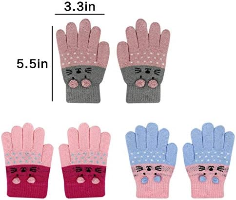 Perfect Kids Warm Gloves Cute Cat Design Safe for 0-15 Yearsold