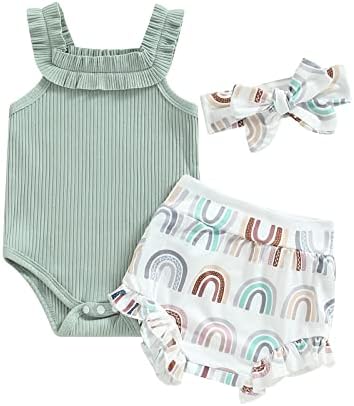 Cute Summer Outfit for Baby Girls - Romper Shorts Set