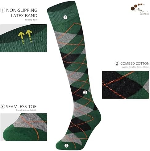 Stylish Mysocks Unisex Knee High Socks Argyle