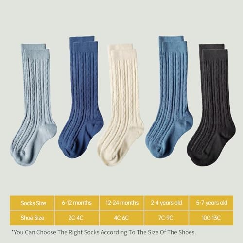 5 Pairs Cute Long Socks for ToddlerGirls