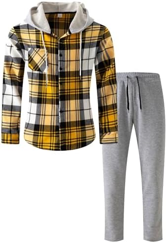 Mens Plaid Tracksuit Set