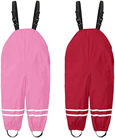 RNTOP Kids Toddler Suspender Rain Pants for Boys Girls
