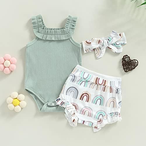 Cute Summer Outfit for Baby Girls - Romper Shorts Set