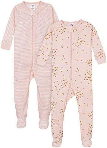 Gerber Baby Girls 2-Pack Footed Pajamas - Snug Safe
