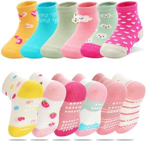 SkiBeaut Baby Girl Socks - Non-Slip Ankle Socks for Toddlers