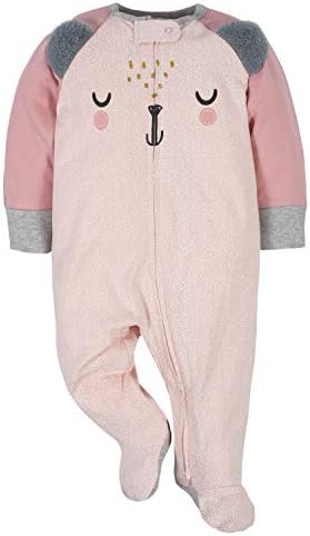 Gerber Baby Girls Footies Sleep Play 4-Pack with Fun Design