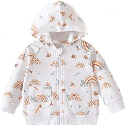 ROMPERINBOX Baby Hoodie for Boy Girl - 0-24 Months Rainbow Print