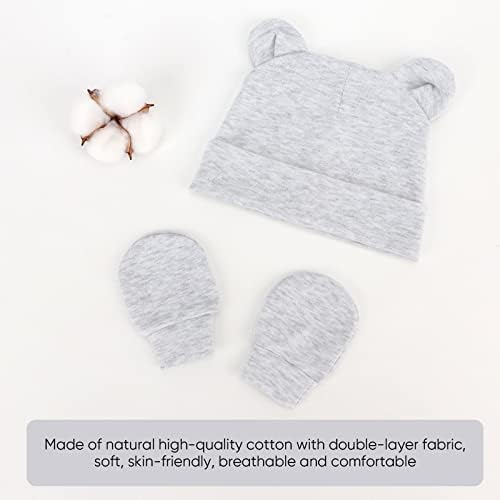 DRESHOW BQUBO Baby Bear Ears Set - Hospital Baby Hats Mittens