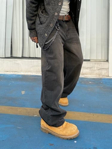 Mens Denim Wide Leg Skater Jeans - Trendy Hip Hop Style by DFGIGT
