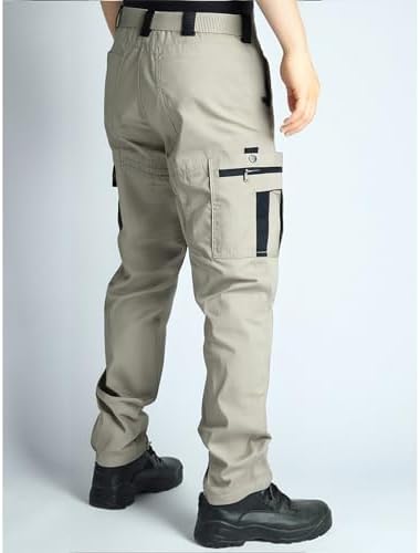 WENKOMG1 Tactical Pants for Men - Rip-Stop Waterproof Multi-Pockets Multi-Functional