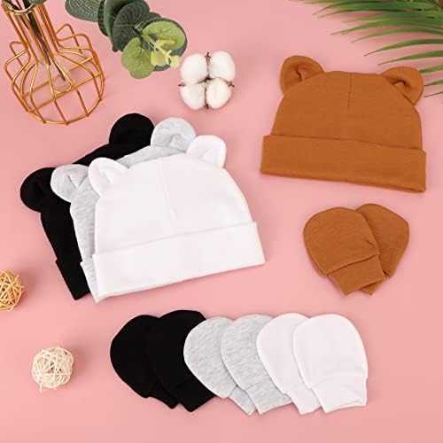 DRESHOW BQUBO Baby Bear Ears Set - Hospital Baby Hats Mittens