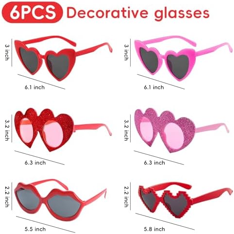 YKYOBFA Heart Sunglasses Set - 6 Pieces