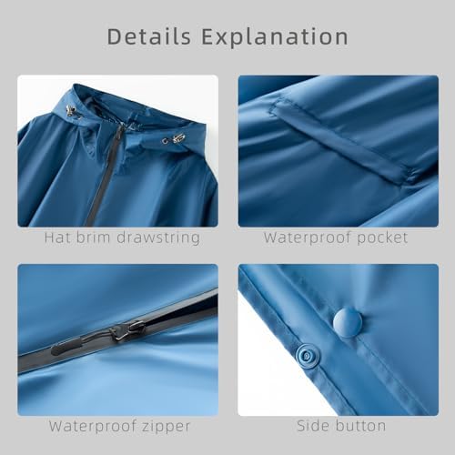 Portable Mens Unisex Raincoat with Waterproof Protection