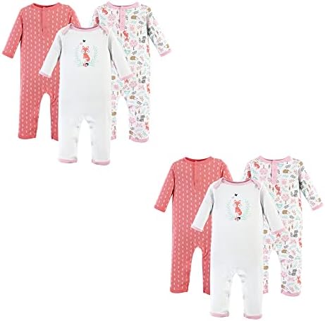 Hudson Baby Unisex Cotton Coveralls Set Cute Kids Tracksuits - 4-Piece Multi-Pack