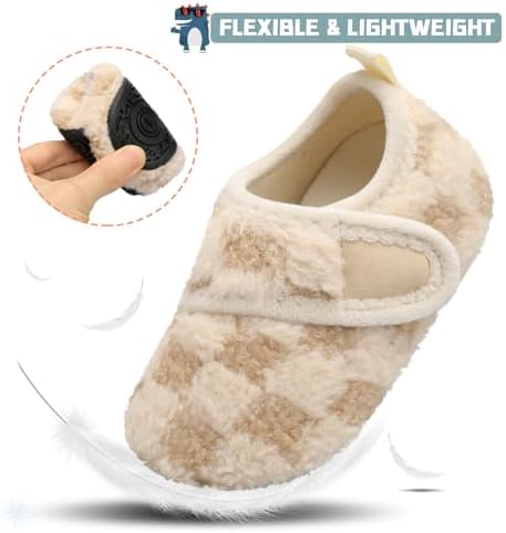 Scurtain Toddler Slippers for Winter Cozy and Safe for Kids