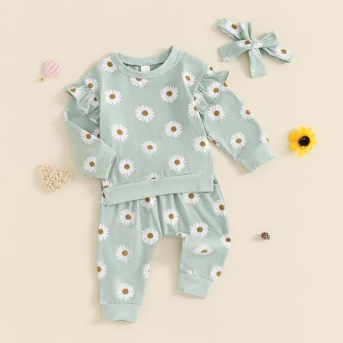 LIOMENGZI Soft Ruffle Pullover Pant Set for Toddler Girls