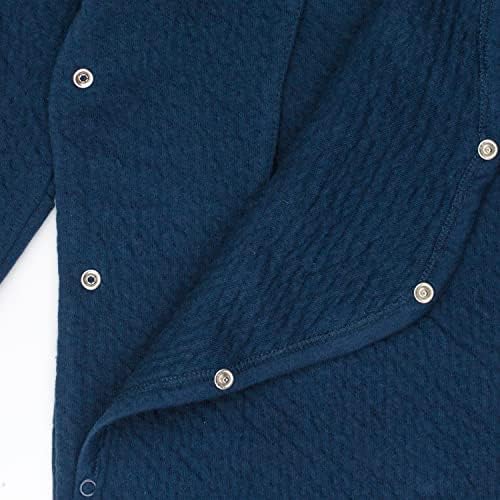 HonestBaby Organic Cotton Matelasse Kimono Coverall Dark Navy Preemie