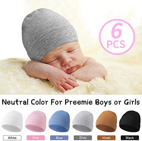 6-Piece Newcotte Cotton Baby Beanie Hats for Premie