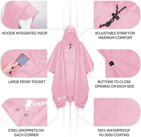 PTEROMY Hooded Unisex Rain Poncho